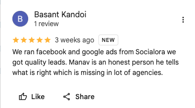 Client testimonial screenshot